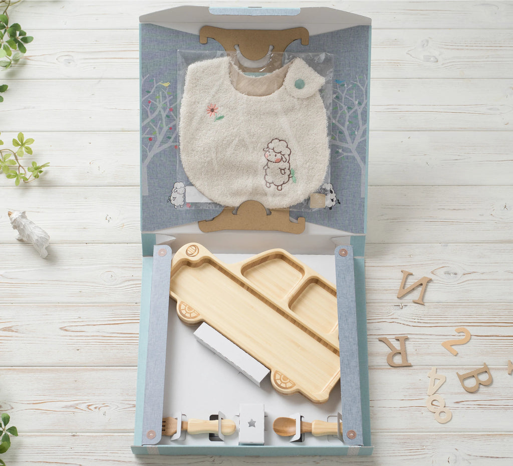 First meal set: Car plate set + Agni bib 