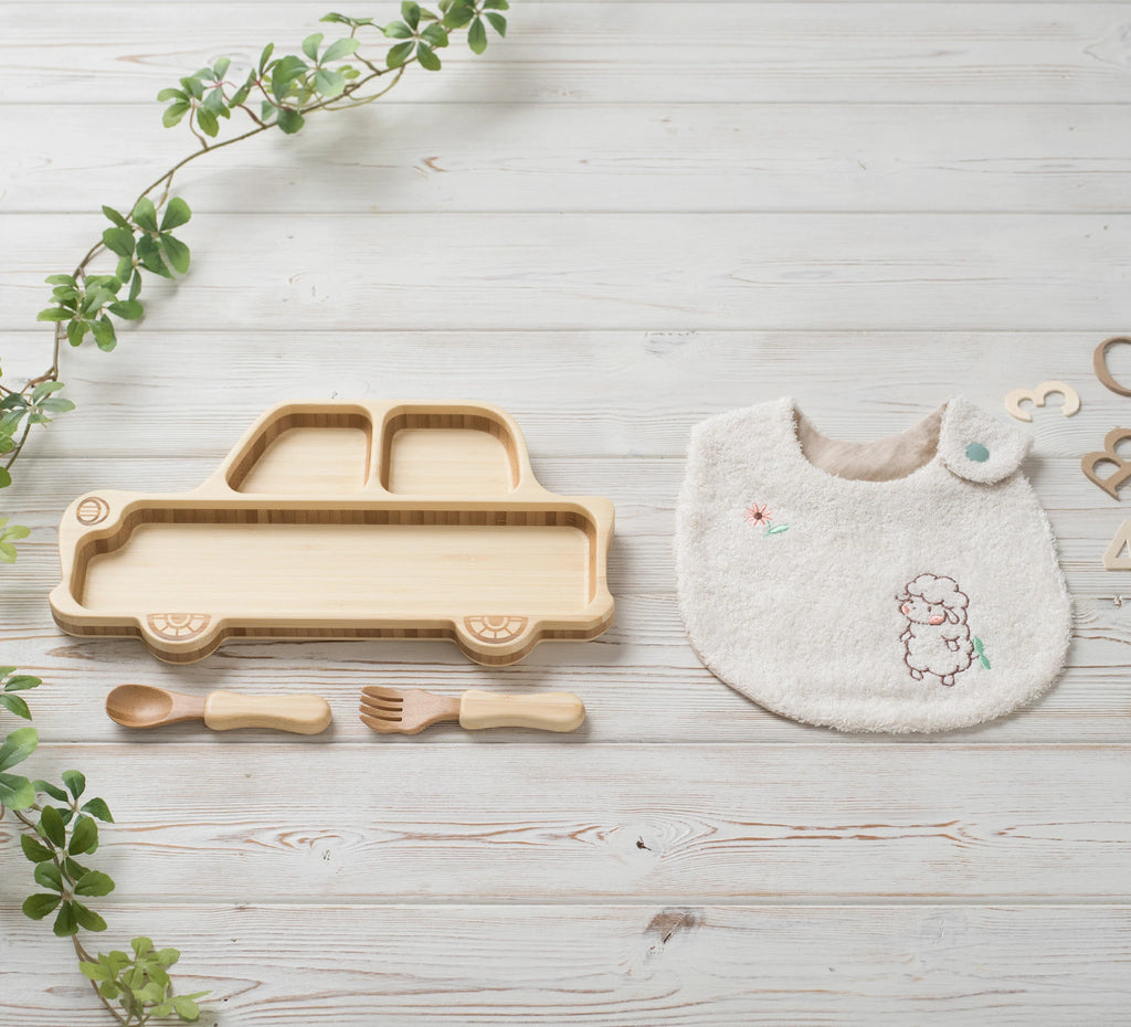 はじめてごはんセット くるまプレートセット+アグニースタイ