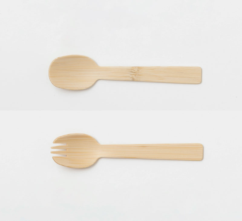 Thin bamboo spork/spoon mini 